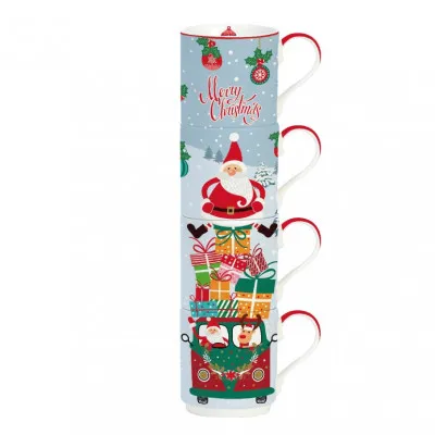 ΣΕΤ 4 ΚΟΥΠΕΣ 275ML - "SANTA IS COMING"