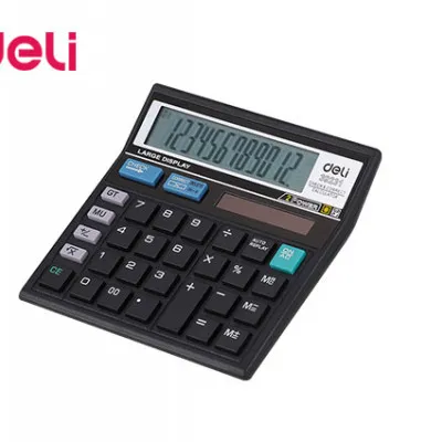 DELI ΑΡΙΘΜΟΜΗΧΑΝΗ 12 ΨΗΦΙΩΝ ΜΠΑΤΑΡΙΑΣ / ΗΛΙΑΚΟ 120 ΒΗΜΑΤΩΝ 12,9x12,9x2,65cm ΜΑΥΡΟ