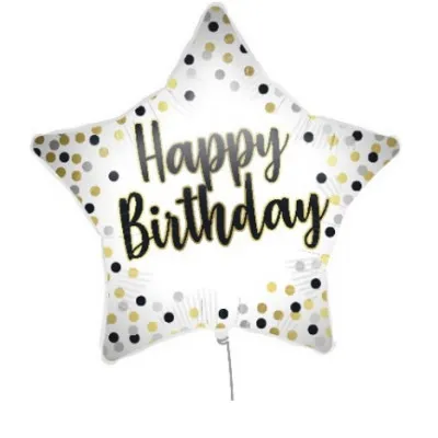 WHITE -GOLD HAPPY BIRTHDAY FOIL ΜΠΑΛΟΝΙ  46cm