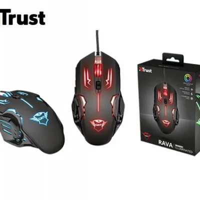 TRUST GAMING ΠΟΝΤΙΚΙ ΕΝΣΥΡΜΑΤΟ 600Hz/2000DPI GXT 108 RAVA ILLUMINATED 22090 ΜΑΥΡΟ