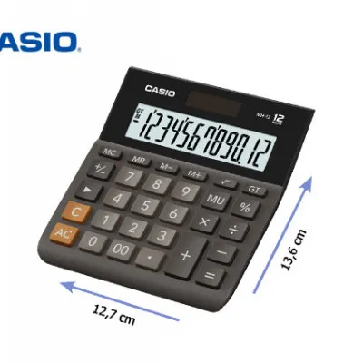 CASIO ΑΡΙΘΜΟΜΗΧΑΝΗ 12ΨΗΦΙΑ ΜΠΑΤΑΡΙΑ/ΗΛΙΑΚΗ % ΡΙΖΑ 12.7Χ13.65cm ΜΗ-12ΒΚ