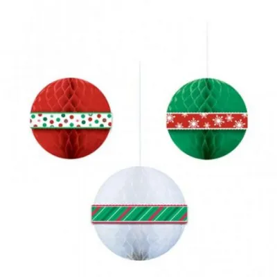 HONEYCOMB BALLS CHRISTMAS 3TEM