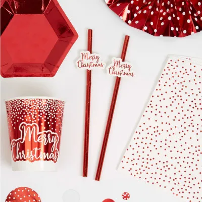ΚΑΛΑΜΑΚΙΑ ΧΑΡΤΙΝΑ MERRY CHRISTMAS RED