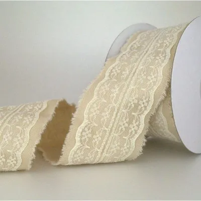 ΚΟΡΔΕΛΑ ΥΦΑΣΜΑΤΙΝΗ ΜΕ ΔΑΝΤΕΛΑ 55MMX10MET BEIGE-IVORY