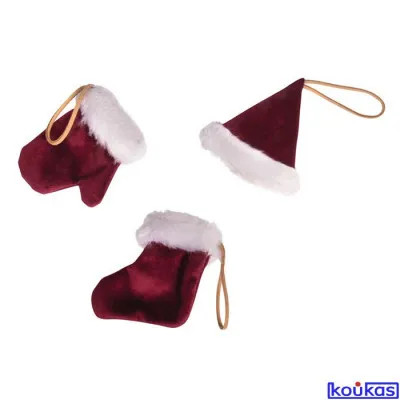 Υφασμάτινα μίνι accessories 8εκ. σετ 3 τεμαχίων κόκκινα
