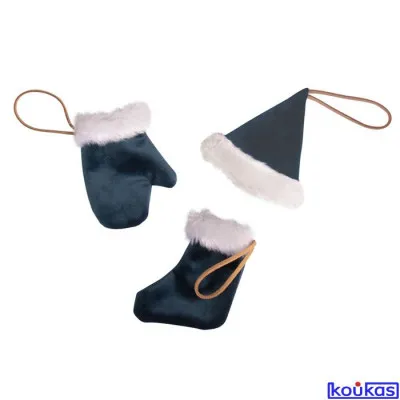 Υφασμάτινα μίνι accessories 8εκ. σετ 3 τεμαχίων μπλε