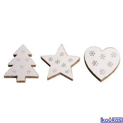 Ξύλινα διακοσμητικά 4 εκ. σετ 8 τεμ. xmas