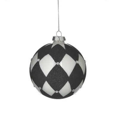 S/4 ΜΠΑΛΑ XMAS ΓΥΑΛΙΝΗ ΜΑΥΡΗ/ΛΕΥΚΗ Φ10