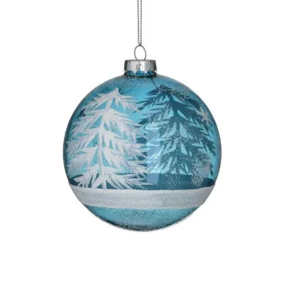S/6 ΜΠΑΛΑ XMAS ΓΥΑΛΙΝΗ ΜΠΛΕ/ΛΕΥΚΗ Φ8