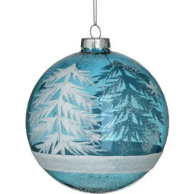 S/4 ΜΠΑΛΑ XMAS ΓΥΑΛΙΝΗ ΜΠΛΕ/ΛΕΥΚΗ Φ10