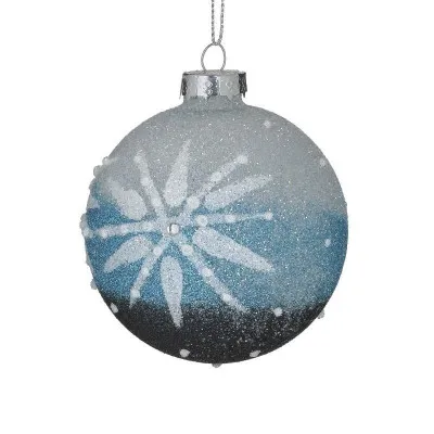 S/4 ΜΠΑΛΑ XMAS ΓΥΑΛΙΝΗ ΜΠΛΕ/ΛΕΥΚΗ Φ10