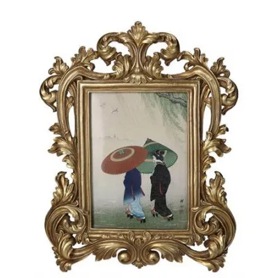ΦΩΤΟ/ΘΗΚΗ VINTAGE ΜΕ ΓΚΡΑΒΟΥΡΑ, ΧΡΥΣΗ 13x18cm