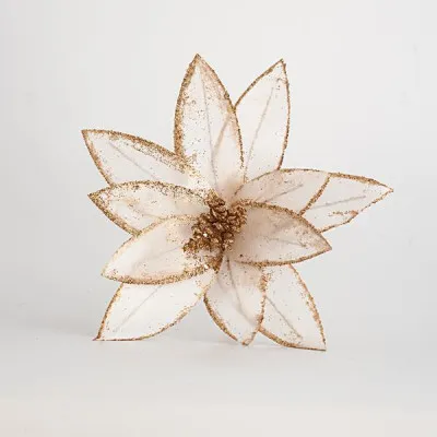 ΛΟΥΛΟΥΔΙ ΛΕΥΚΟ ΜΕ ΧΡΥΣΟ GLITTER 24CM