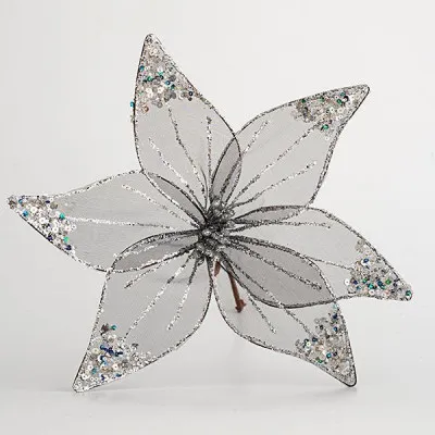 ΛΟΥΛΟΥΔΙ ΟΡΓΑΤΖΑ ΔΙΑΦΑΝΟ ΓΚΡΙ ΜΕ GLITTER 30CM