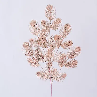 ΚΛΑΔΙ ΡΟΖ ΜΕ GLITTER ΚΑΙ ΠΟΥΛΙΕΣ 75CM