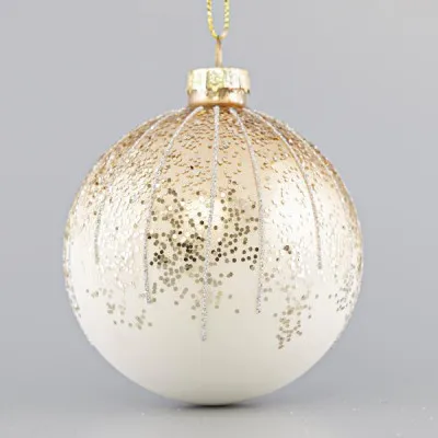 ΓΥΑΛΙΝΗ ΜΠΑΛΑ ΛΕΥΚΗ ΜΕ ΧΡΥΣΟ GLITTER ΣΤΟ ΠΑΝΩ ΜΕΡΟΣ ΣΕΤ 4ΤΜΧ