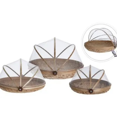 Καλάθια Bamboo με κάλυμα φαγητού σετ 3 τεμ.,25/30/35cm