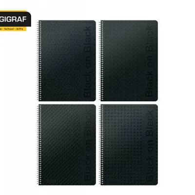 LOGIGR ΤΕΤΡΑΔΙΟ ΡΙΓΕ ΣΠΙΡΑΛ ΑΣΦΑΛ 120Φ 4Θ 17Χ25 BLACK ON BLACK 00114