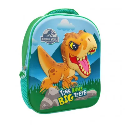 ΣΧΟΛΙΚΗ ΤΣΑΝΤΑ ΠΛΑΤΗΣ ΝΗΠΙΟΥ JURASSIC TINY ARMS BIG TEETH 1 ΘΗΚΗ