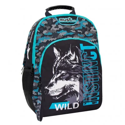 ΣΧΟΛΙΚΗ ΤΣΑΝΤΑ ΠΛΑΤΗΣ ΔΗΜΟΤΙΚΟΥ ANIMAL PLANET WILD INSTINCT ΛΥΚΟΣ MUST 3 ΘΗΚΕΣ