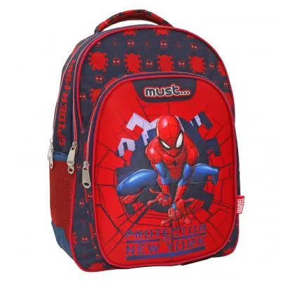 ΣΧΟΛΙΚΗ ΤΣΑΝΤΑ ΠΛΑΤΗΣ ΔΗΜΟΤΙΚΟΥ SPIDERMAN PROTECTOR OF NEW YORK MUST 3 ΘΗΚΕΣ