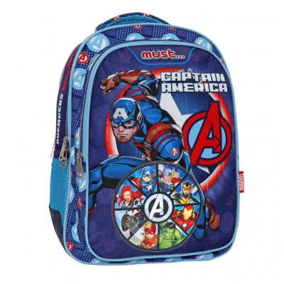 ΣΧΟΛΙΚΗ ΤΣΑΝΤΑ ΠΛΑΤΗΣ ΔΗΜΟΤΙΚΟΥ AVENGERS CAPTAIN AMERICA MUST 3 ΘΗΚΕΣ
