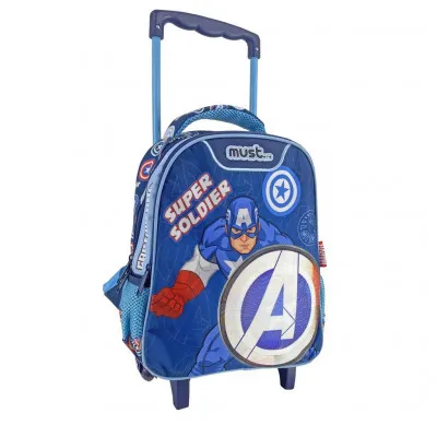 ΣΧΟΛΙΚΗ ΤΣΑΝΤΑ ΤΡΟΛΕΪ ΝΗΠΙΟΥ AVENGERS CAPTAIN AMERICA SUPER SOLDIER MUST 2 ΘΗΚΕΣ