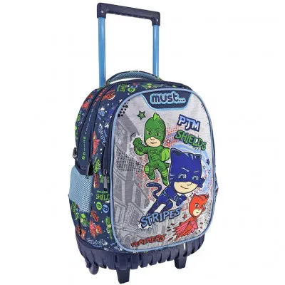 ΣΧΟΛΙΚΗ ΤΣΑΝΤΑ ΤΡΟΛΕΪ ΔΗΜΟΤΙΚΟΥ PJ MASKS ANYONE CAN BE HERO MUST 3 ΘΗΚΕΣ