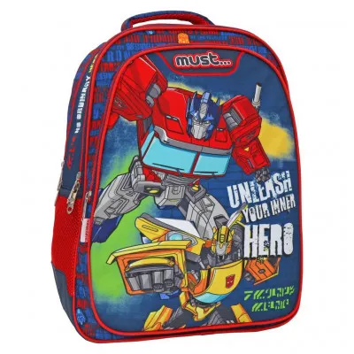 ΣΧΟΛΙΚΗ ΤΣΑΝΤΑ ΠΛΑΤΗΣ ΔΗΜΟΤΙΚΟΥ TRANSFORMERS UNLEASE YOUR INNER HERO MUST 3 ΘΗΚΕΣ