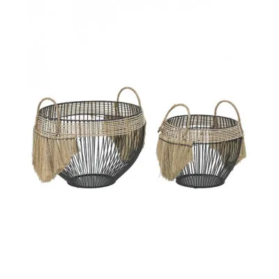 S/2 ΚΑΛΑΘΙ ΜΕΤΑΛΛΙΚΟ/ΨΑΘΙΝΟ ΜΑΥΡΟ/NATURAL Φ36X25/30