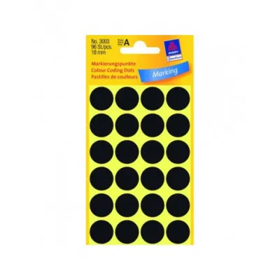 ΕΤΙΚΕΤΕΣ ΣΤΡΟΓΓΥΛΕΣ ΜΑΥΡΟ MARKING DOTS ΔΙΑΜΕΤΡΟ 18 ΜΜ 96