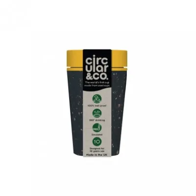 ECO TRAVEL CIRCULAR CUP BLACK/MUSTARD 8OZ