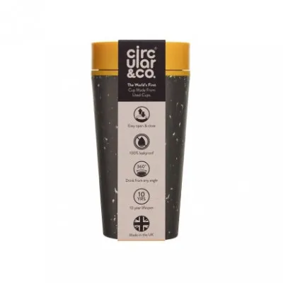 ECO TRAVEL CIRCULAR CUP BLACK/MUSTARD 120Z