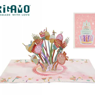 ORIGAMO ΚΑΡΤΑ ΕΥΧΕΤΗΡΙΑ ΑΝΑΔΥΟΜΕΝΗ ΓΛΥΚΑ 18.5x14cm KIRIGAMI
