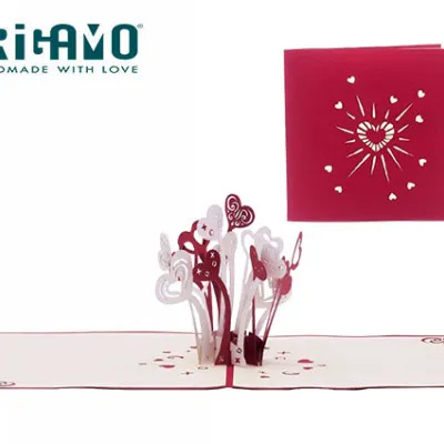 ORIGAMO ΚΑΡΤΑ ΕΥΧΕΤΗΡΙΑ ΑΝΑΔΥΟΜΕΝΗ ΚΑΡΔΙΕΣ 15.5x15.5cm KIRIGAMI