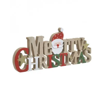 ΔΙΑΚΟΣΜΗΤΙΚΟ ΕΠΙΤΡΑΠΕΖΙΟ ''MERRY CHRISTMAS'' ΞΥΛΙΝΟ  NATURAL/ΚΟΚΚΙΝΟ 40Χ2Χ17