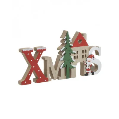 ΔΙΑΚΟΣΜΗΤΙΚΟ ΕΠΙΤΡΑΠΕΖΙΟ ''XMAS'' ΞΥΛΙΝΟ ΚΟΚΚΙΝΟ/NATURAL 30Χ2Χ15