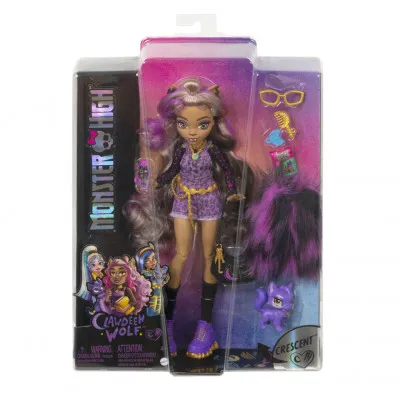 Monster High Κούκλα, Κλοντίν Με Σκυλάκι, Μαλλιά Με Μοβ Ανταύγιες