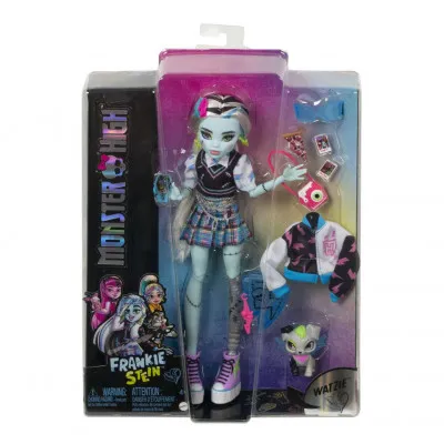 Monster High Κούκλα, Φράνκι Με Ζωάκι, Μπλε Και Μαύρα Μαλλιά Με Ανταύγιες