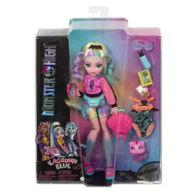 Monster High Κούκλα, Λαγκούνα Με Μικρό Πιράνχα, Πολύχρωμα Μαλλιά