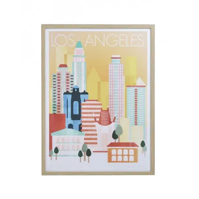 ΠΙΝΑΚΑΣ ΜΕ ΠΛΑΙΣΙΟ ΚΑΜΒΑΣ "LOS ANGELES" ΞΥΛΙΝΟΣ /PS 45X3X60