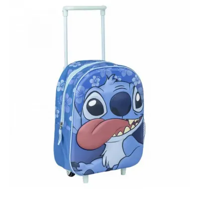DISNEY LILO & STITCH ΠΑΙΔΙΚΗ ΤΣΑΝΤΑ ΠΛΑΤΗΣ 3D ΜΕ ΤΡΟΛΕΪ STITCH ΓΛΩΣΣΑ31εκ