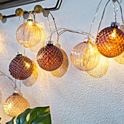 ΣΕΙΡΑ, 10 LED 5mm, ΜΕ ΡΟΖ ΓΥΑΛΙΝΕΣ ΜΠΑΛΕΣ 6cm, 4,5V ΜΕΤΑΣΧΗΜΑΤΙΣΤΗΣ,ΔΙΑΦΑΝΟ ΚΑΛΩΔΙΟ, ΘΕΡΜΟ ΛΕΥΚΟ, ΑΝΑ15cm, ΠΡΟΕΚΤΑΣΗ ΠΑΡΟΧΗΣ 300