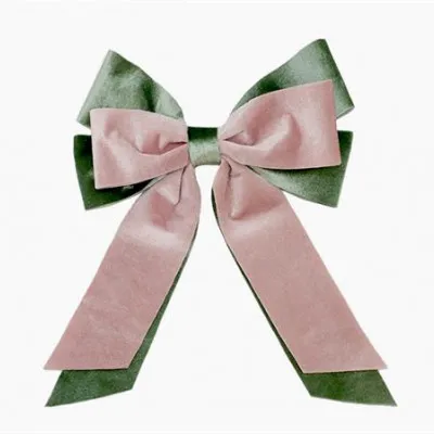 OR020 VELVET DECO RIBBON PINK GREEN 23X30