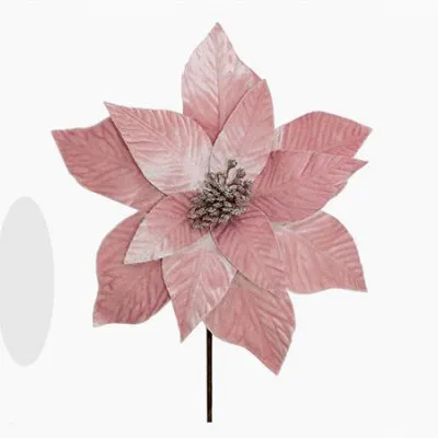 AX863 VELVET POINSETTIA ANTIQUE PINK D28CM