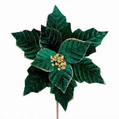 AX868 VELVET POINSETTIA EMERALD GREEN D28CM