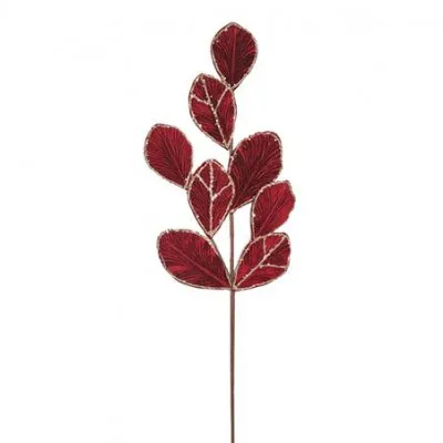 AX845 MAGNOLIA LEAF SPRAY BURGUNDY 80CM