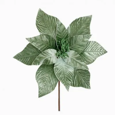 AX862 VELVET POINSETTIA MINT GREEN D28CM