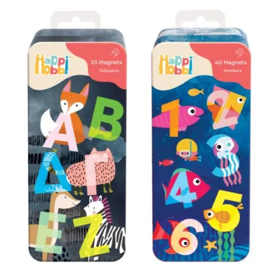 HappiHobbi Magnet Tin Γράμματα & Αριθμοί, assortment of 2