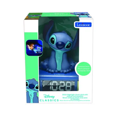 Digital alarm clock with a 3D Stitch night light and sound